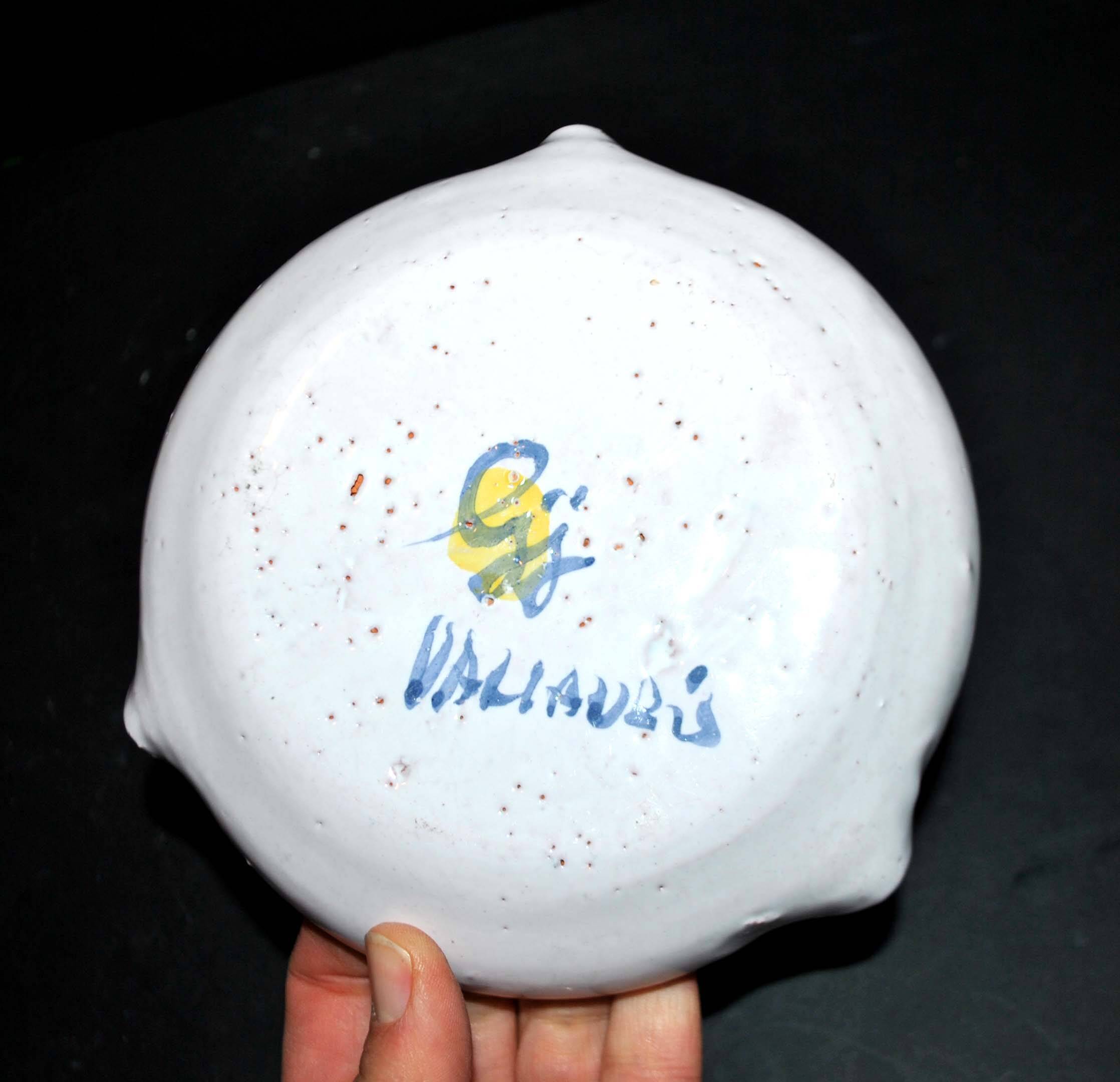 VALLAURIS, Vintage ceramic empty pocket ashtray signed LJJ Laurent Jacques et Juliette 1960