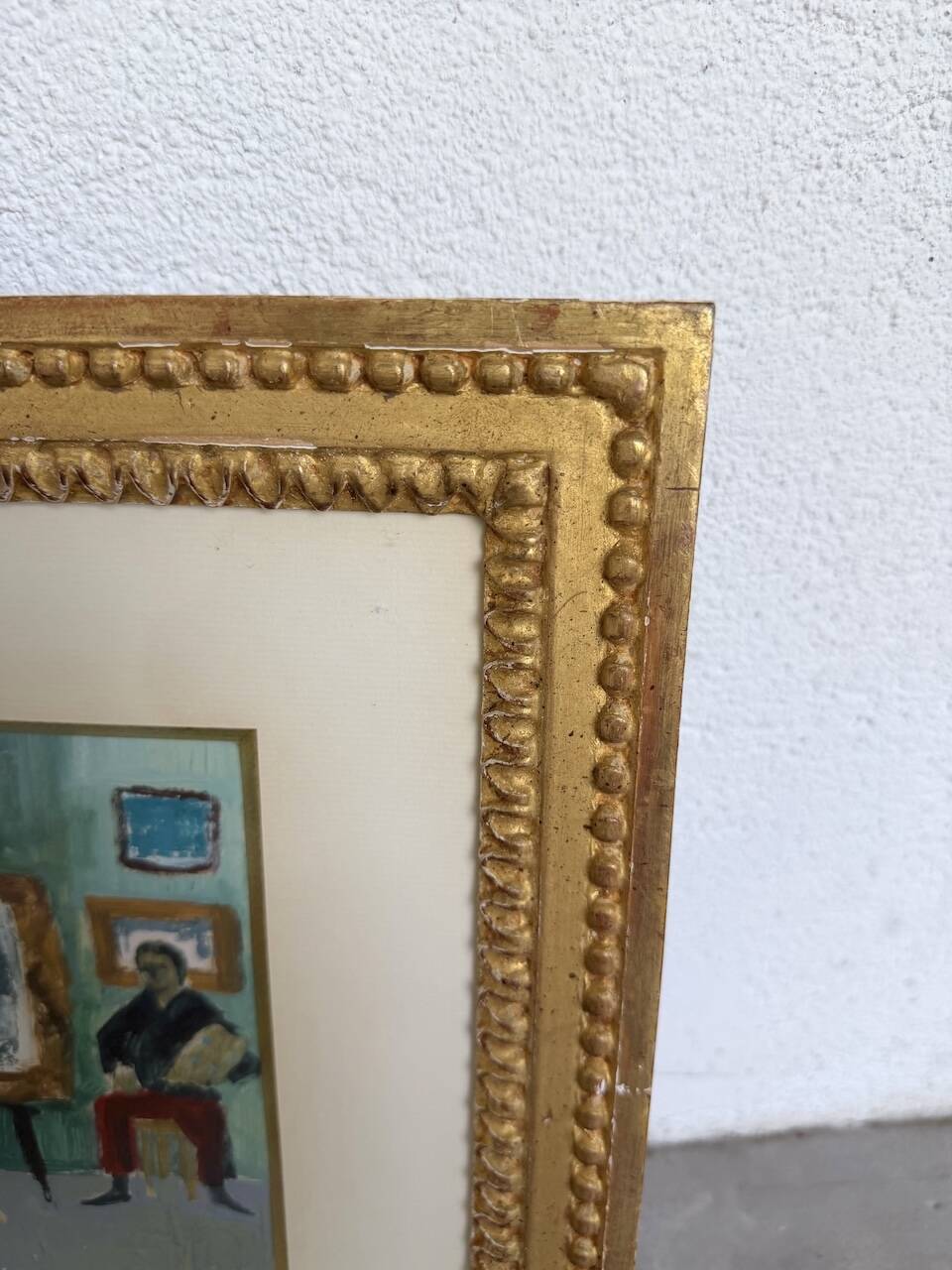 Framed nude oil painting