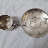 Solid silver cup (and saucer) late 19th century minerve