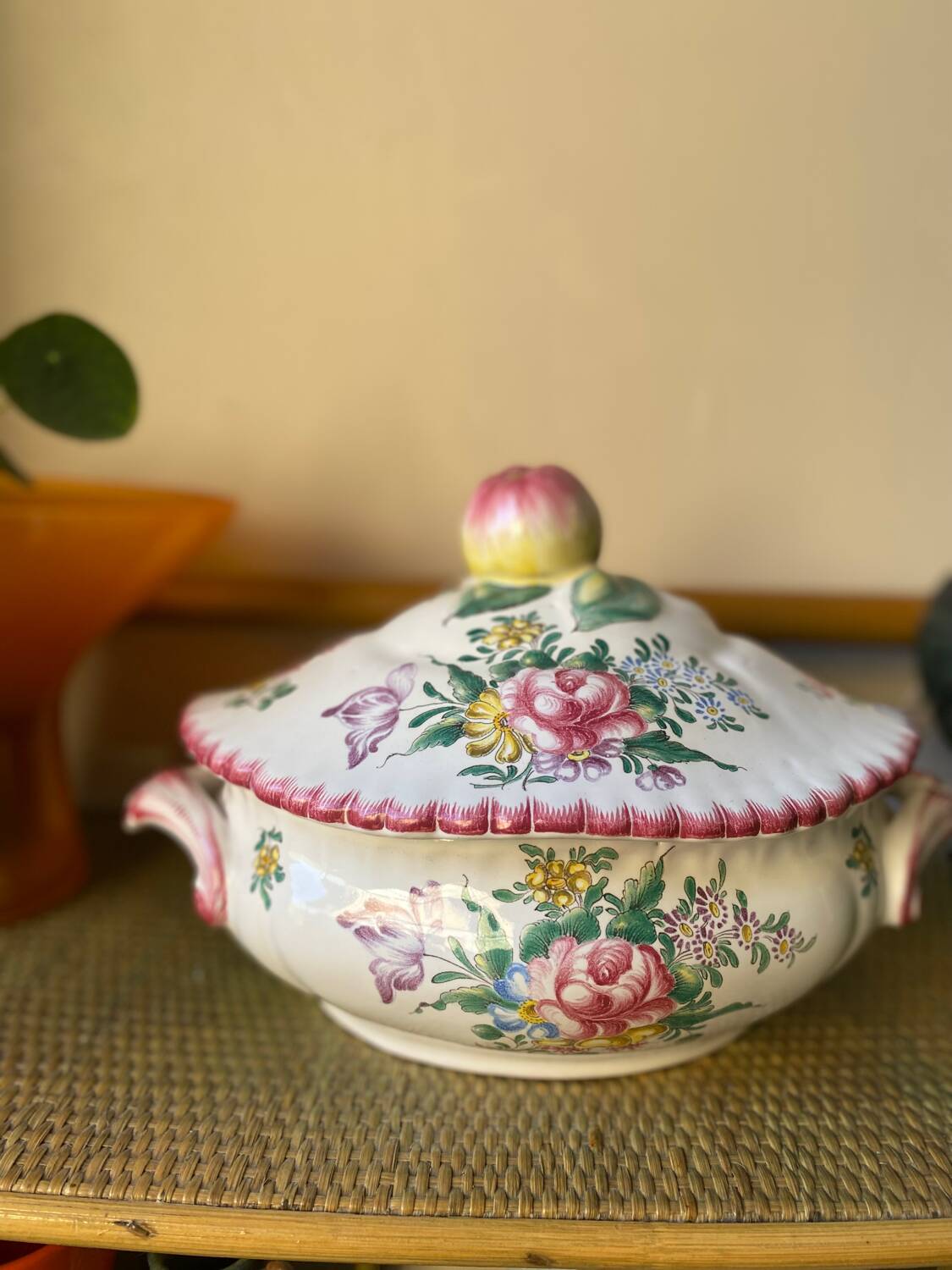 Signed earthenware vegetable dish