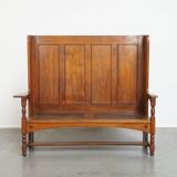 Banc ancien en bois à haut dossier – Fin XIXe / Début XXe siècle