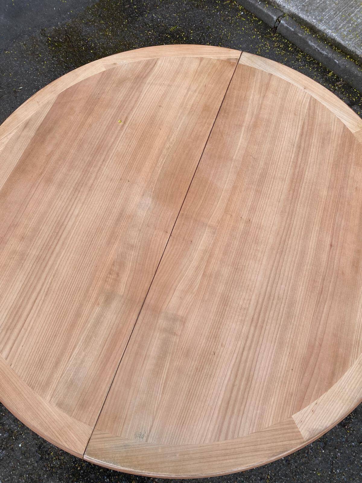 table à manger ronde extensible rénovée Louis Philippe 115-2215cm 20ème