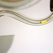 Mid-century steel & glass pendant lamp, 1960s