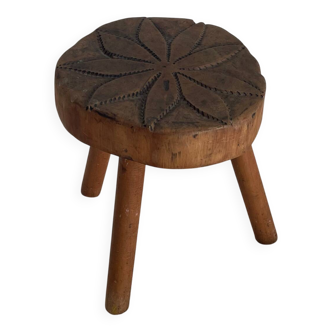 Petit tripode/sellette bois artisanal art brut