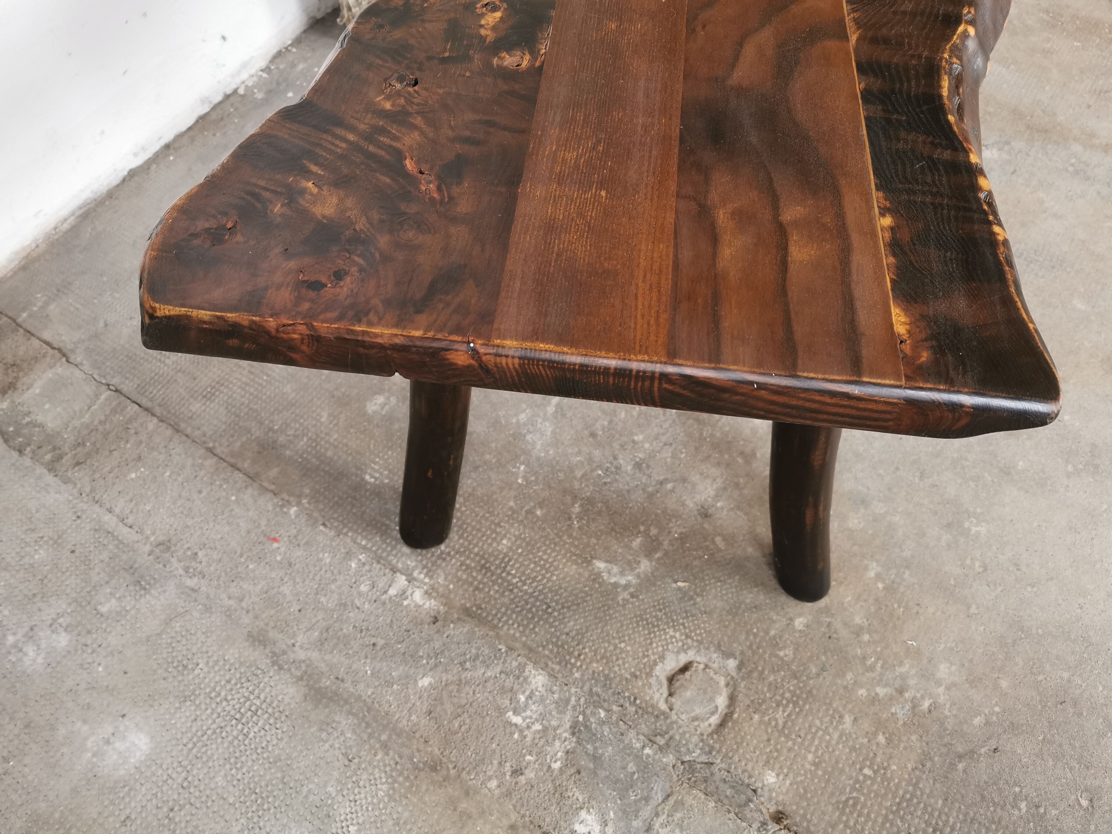 Brutalist, primitive wooden coffee table.