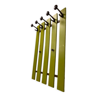 Vintage olive green coat rack with 5 points suspension