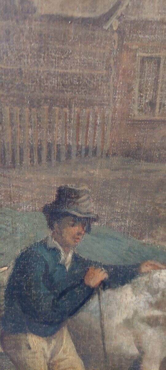 Large oil painting on canvas 2 m x 1.50 m - animated landscape - Charles Louis Verboeckhoven