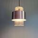 Scandinavian pendant light in grooved transparent glass and brushed aluminum, 1960