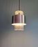 Scandinavian pendant light in grooved transparent glass and brushed aluminum, 1960