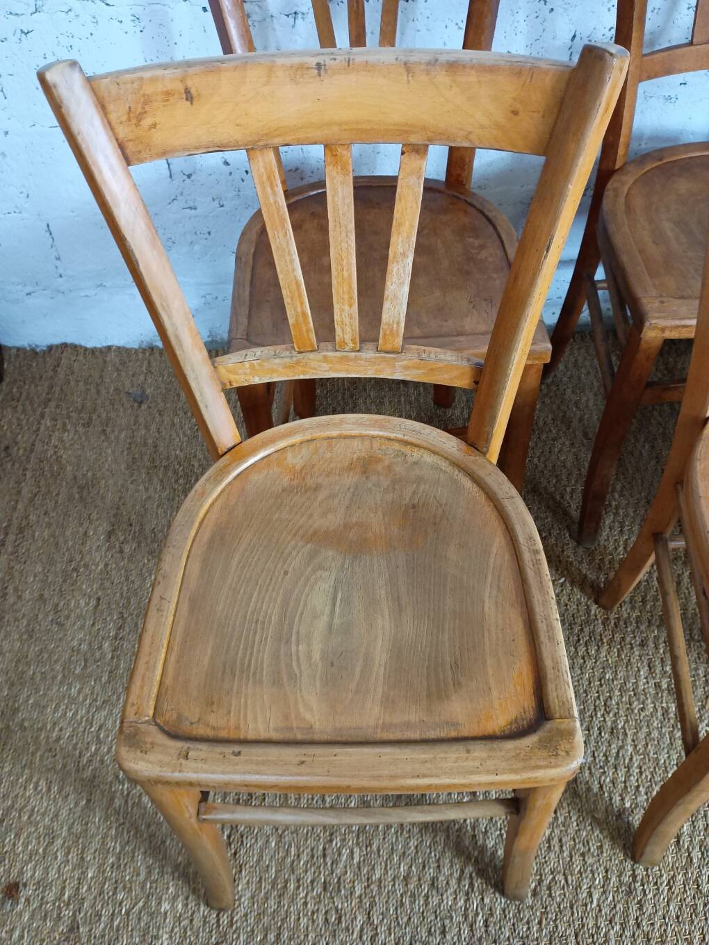 Ensemble de 10 chaises bistrot années 1950-60 vintage Luterma