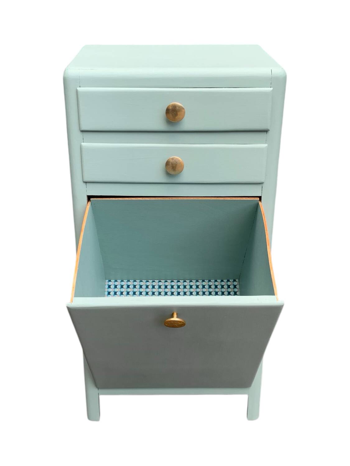 Vintage gray green bathroom chest of drawers
