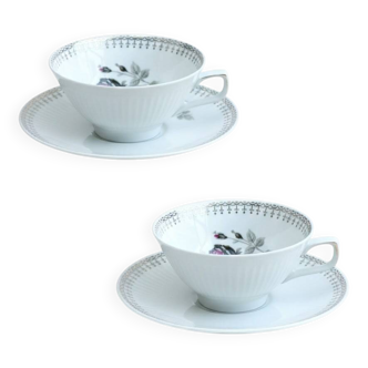Two cups and saucers in Bavarian porcelain by Bareuther Waldassen, 1966.