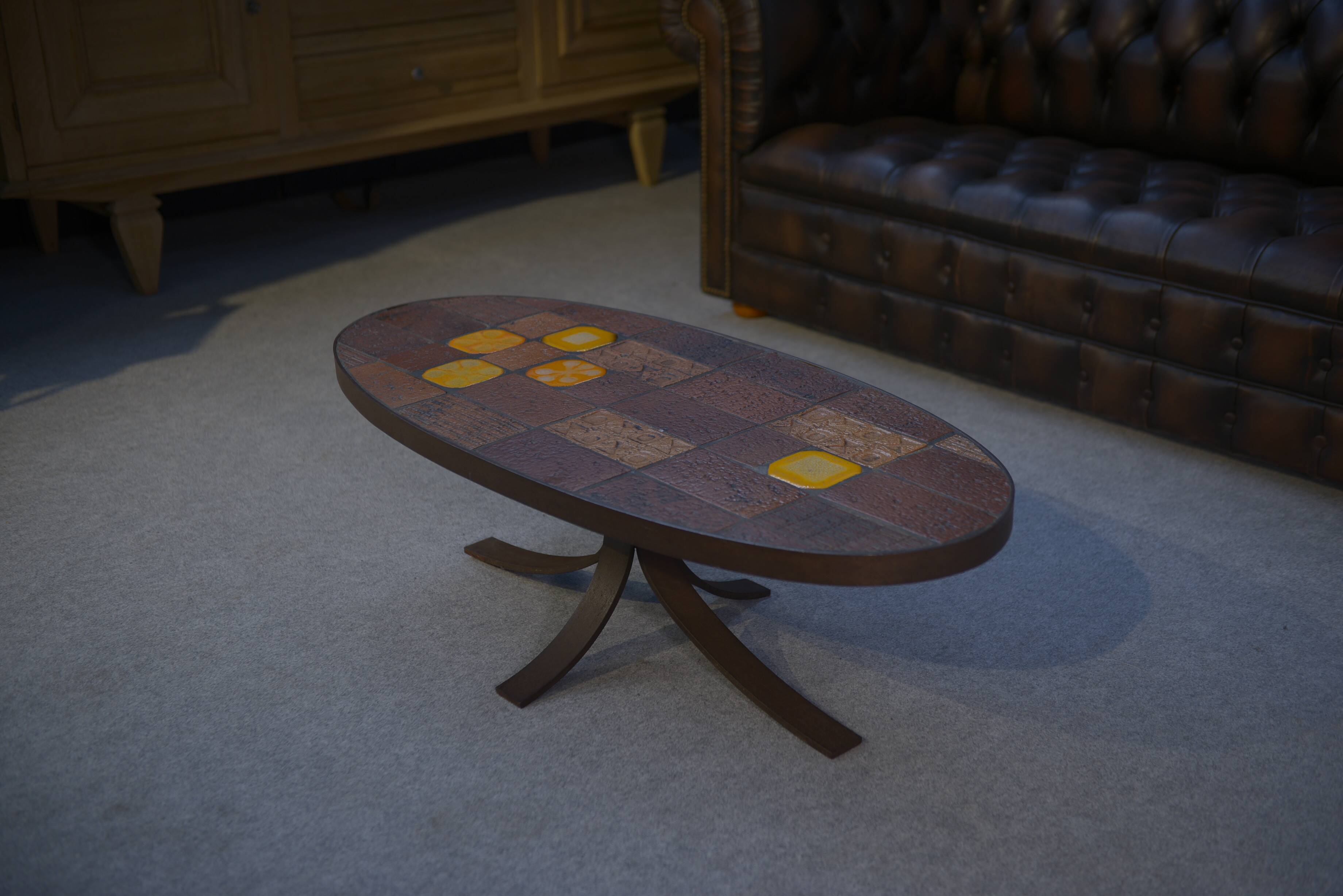 Lava Stone and Ceramic Coffee Table by Jean Jaffeux 1960 - 1970