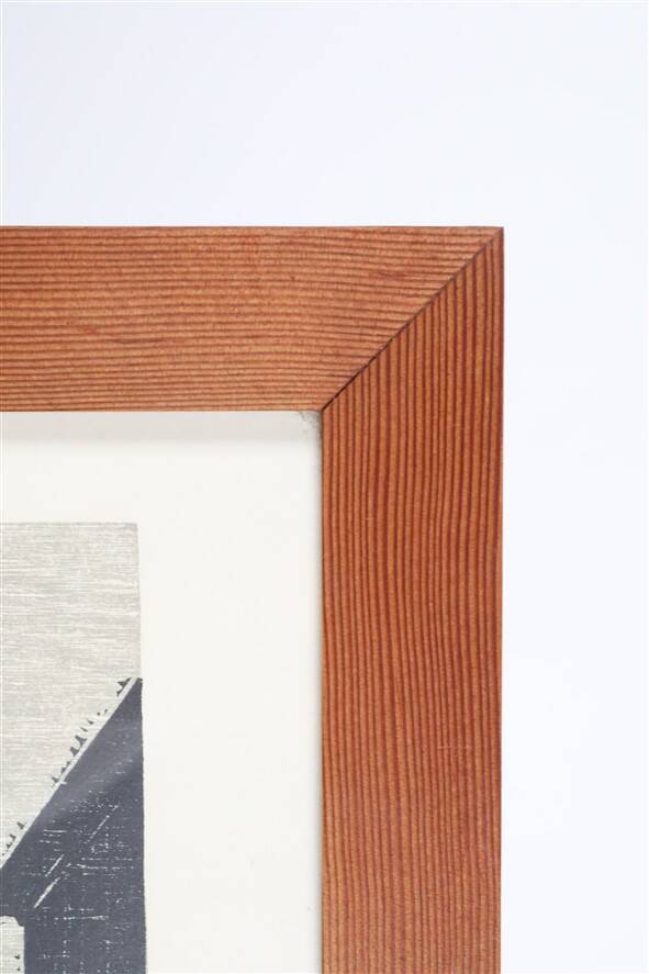 Set of 2 mid-century Erling Juhl wood prints in original larch wood frames / 1960s