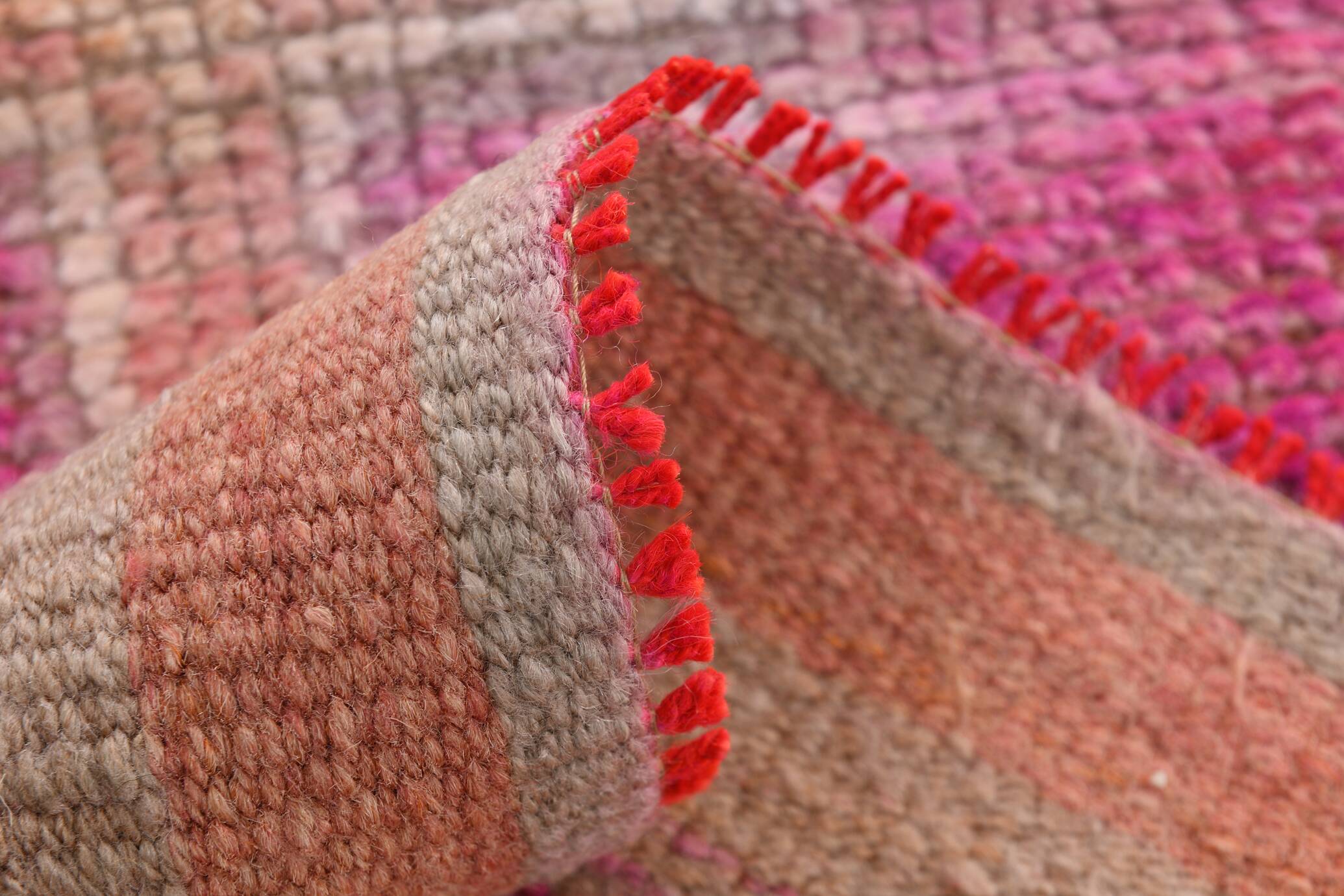 Faded Pink Geometric Style Vintage Runner Rug, Rug For Kitchen, 87x302