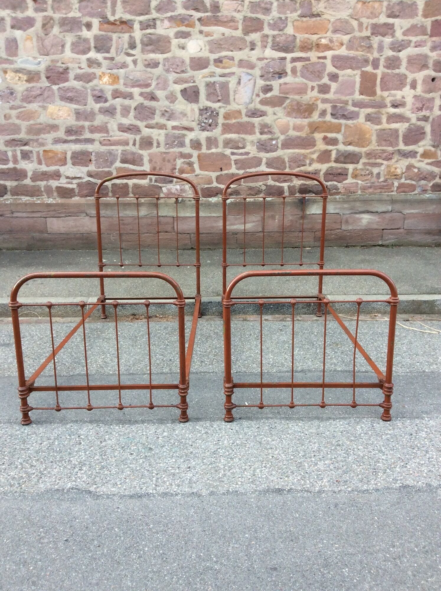 Pair of vintage in wrought iron bed heads 1920