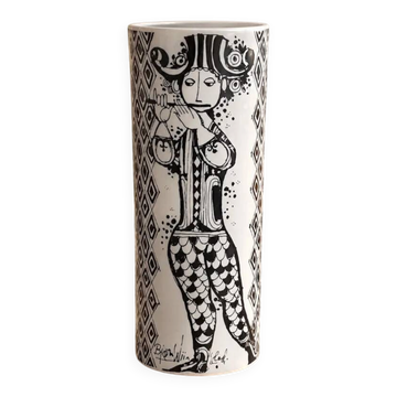 Vintage Rosenthal Studio-Line vase by Bjørn Wiinblad Model "Duet" (Flute Player and Drummer), Mid-Century German porcelain, signed