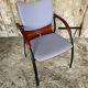 Vintage Armchair RONÉO Black Metal Legs + Dark Wood Shell + Vintage Fabric