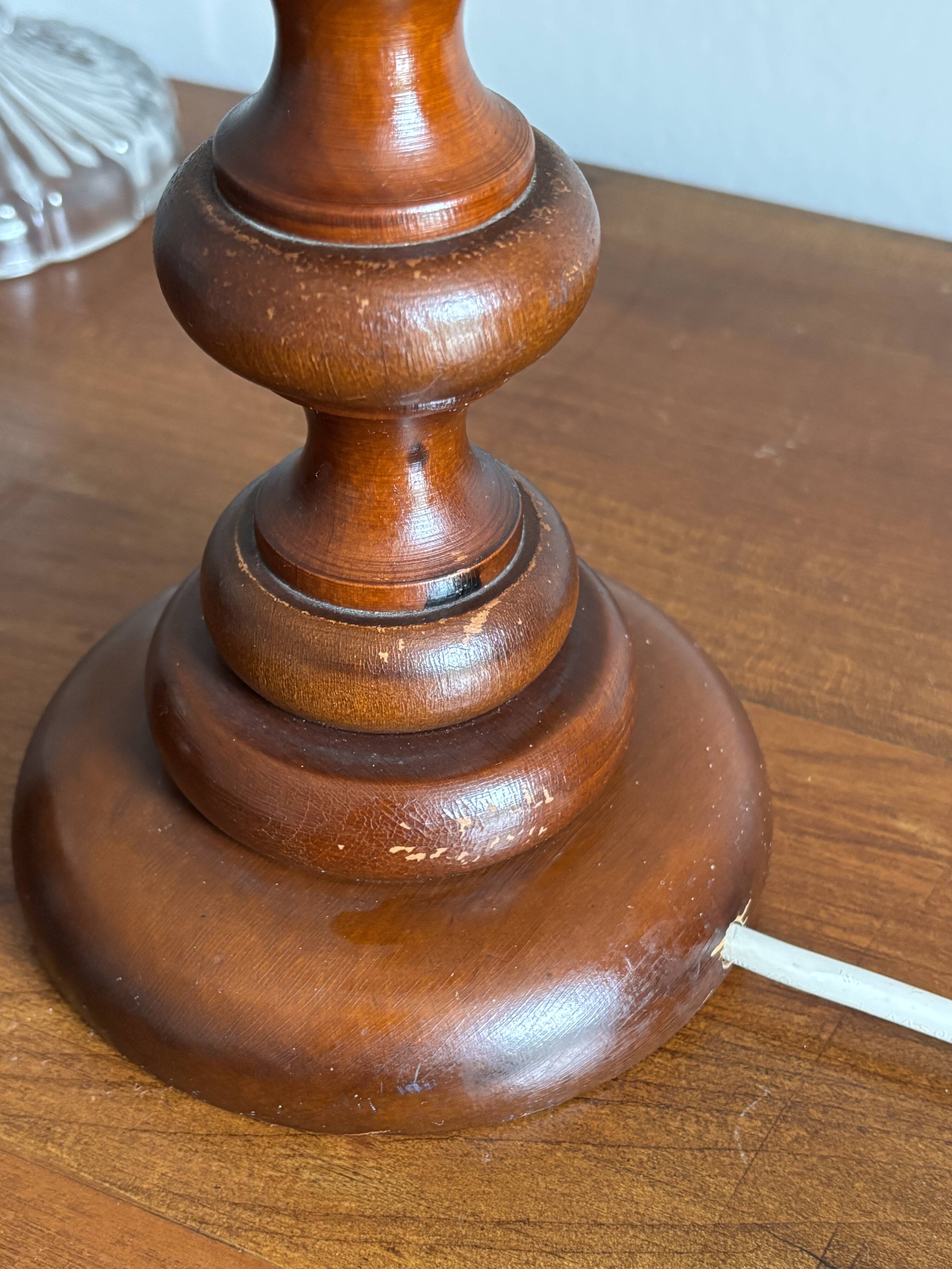 Turned wooden lamp