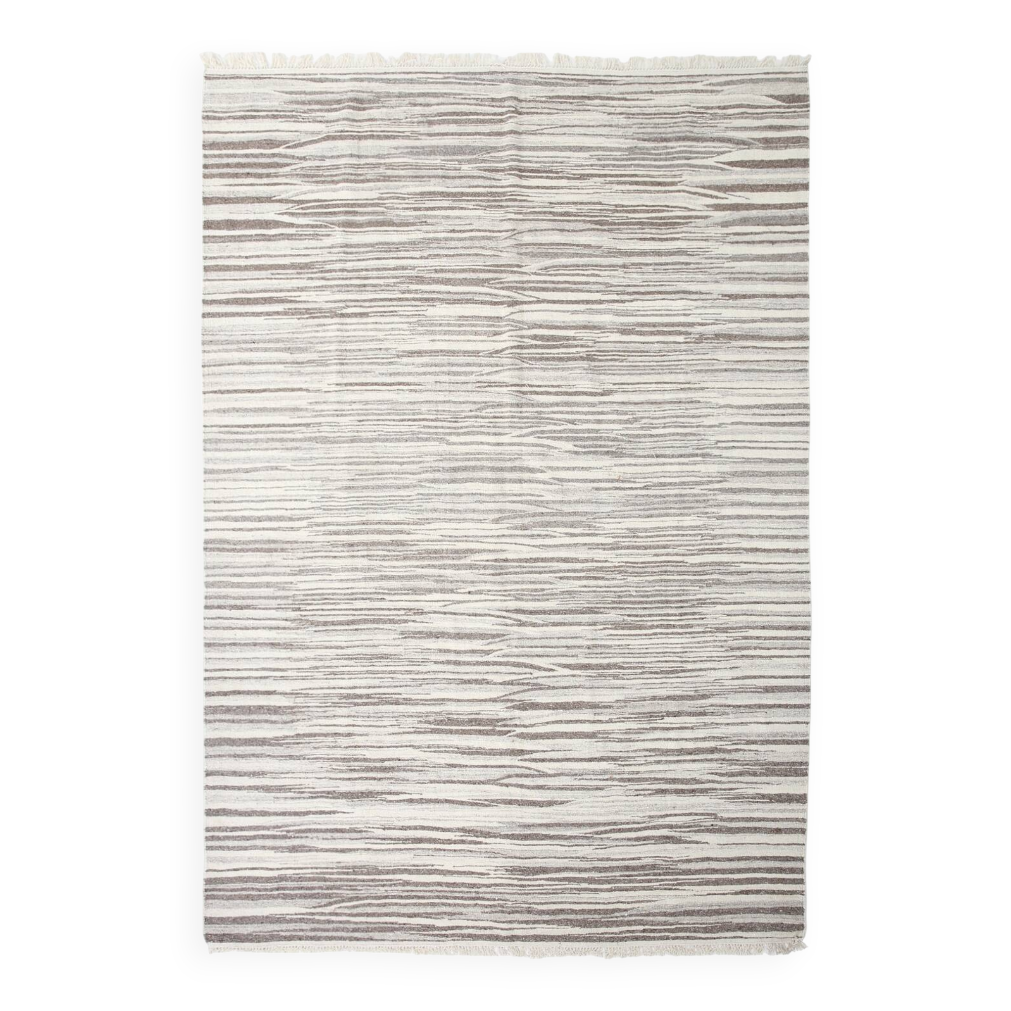 8x10 Striped Pattern Brown & Beige Vintage Kilim Rug, 232x291Cm