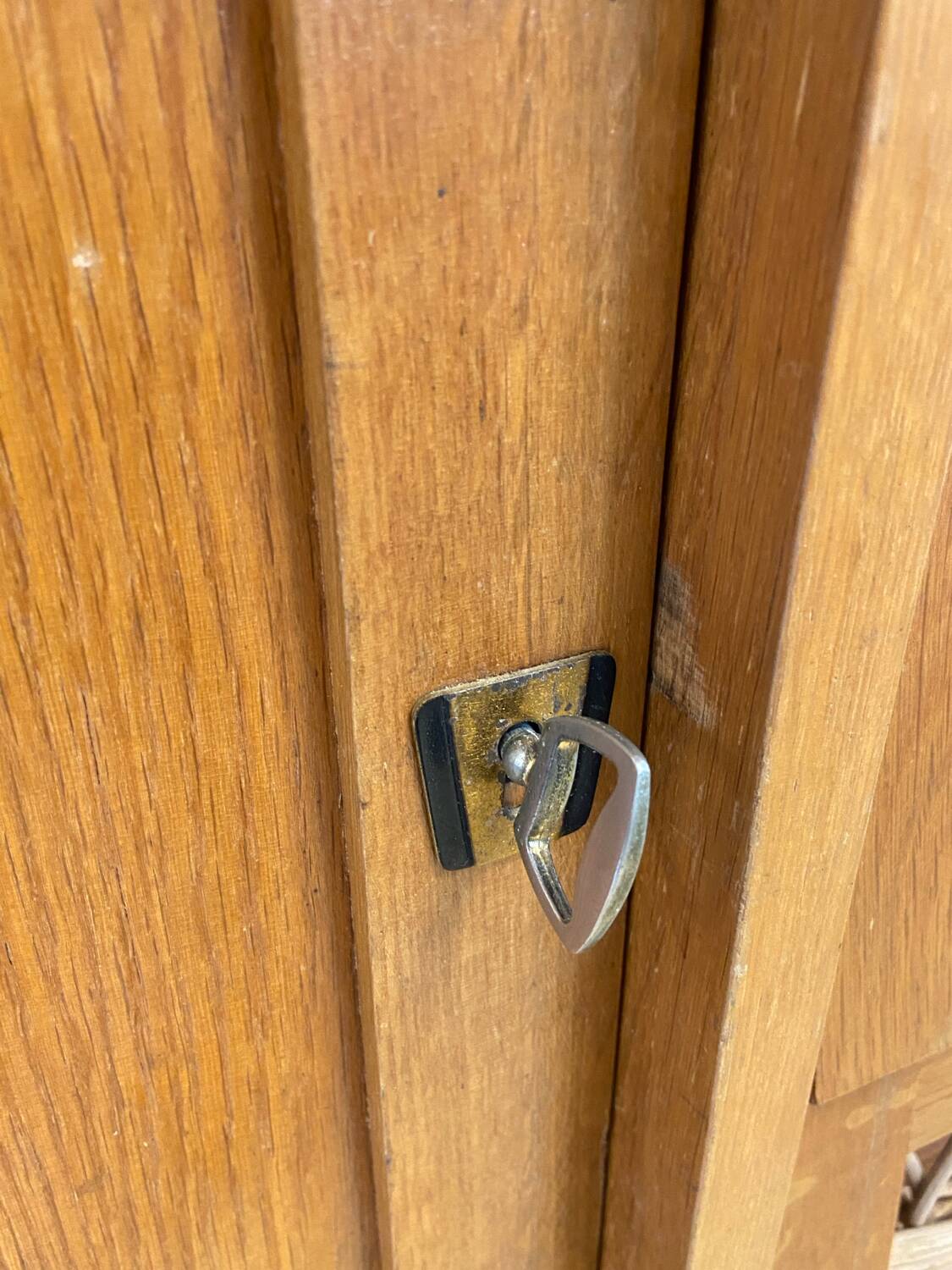 Wood and rattan chest of drawers and wardrobe