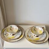 2 x breakfast set for one person (cup + saucer + small plate)