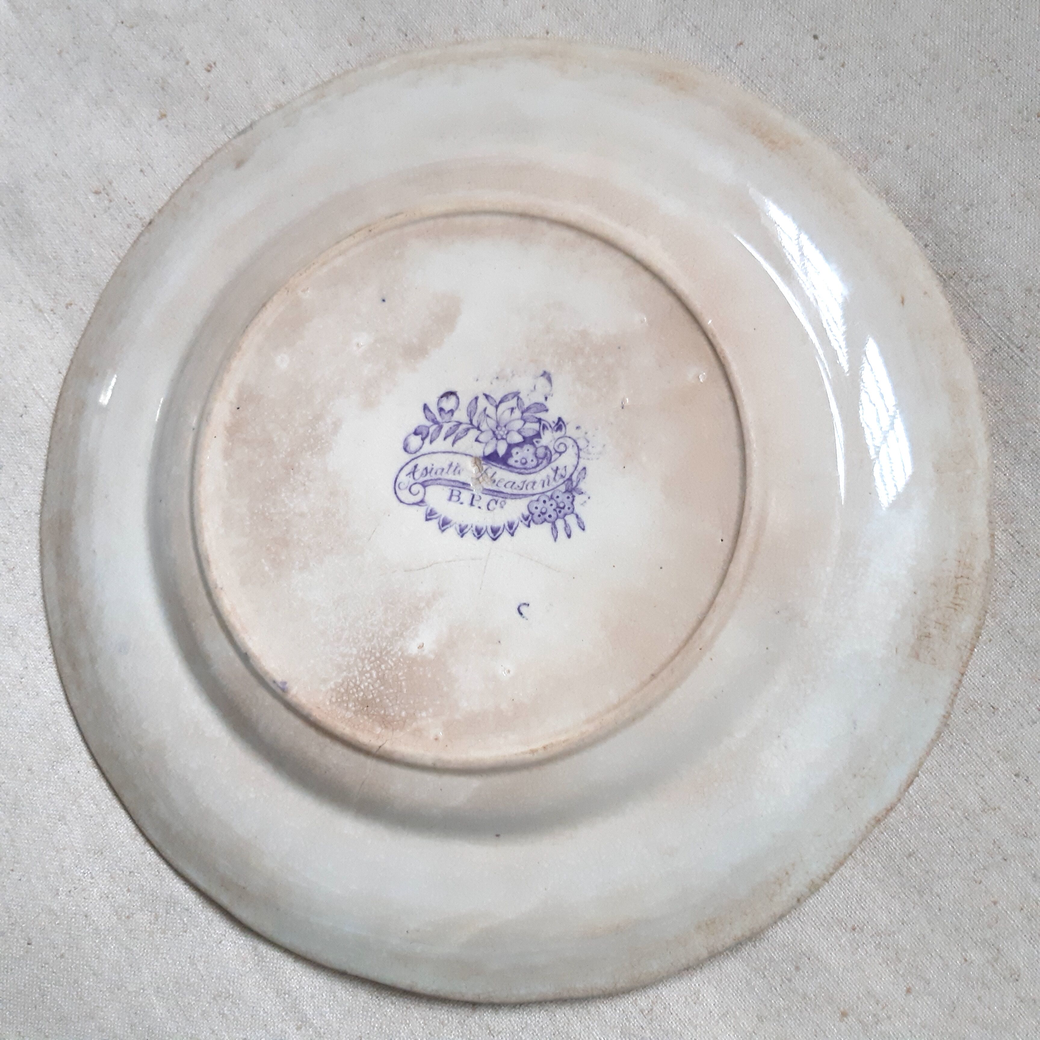 Old plate in english style "asiatic pheasants" b.p. c°