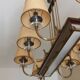Vintage chandelier in gilded brass, chromed metal and plexiglass from the 1950s