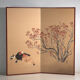 Ancient Japanese folding screen with two panels on a gold background – Japan, circa 1920
