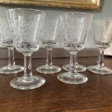 6 engraved antique glasses