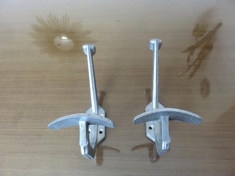 Pair of aluminum patères Art Deco 30 years 40