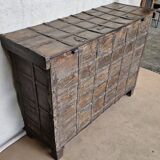 Old chest - dowry console from Bikaner in teak and wrought iron
