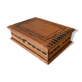Carved wooden box with key