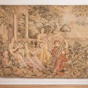 Grande tenture murale style aubusson scène musicale