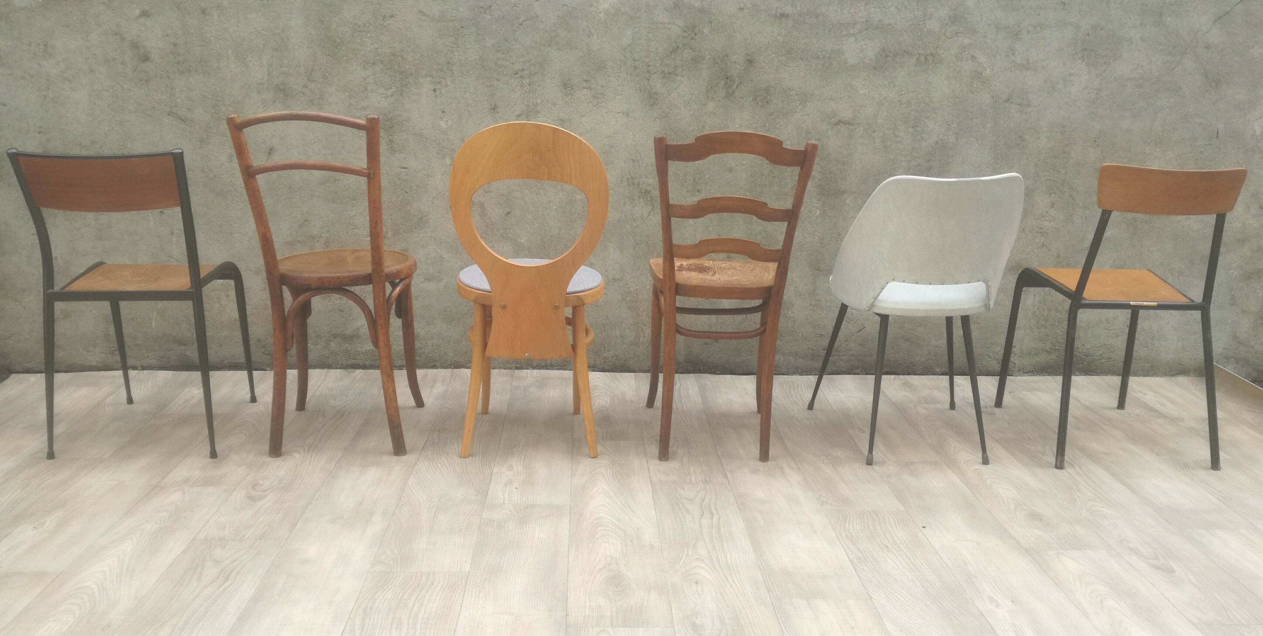 Lot de 6 chaises vintages depareillées