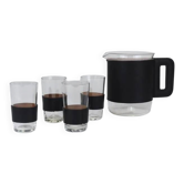 Carl Auböck Martini Set Black Leather Pitcher & Glasses, Austria, 1950s