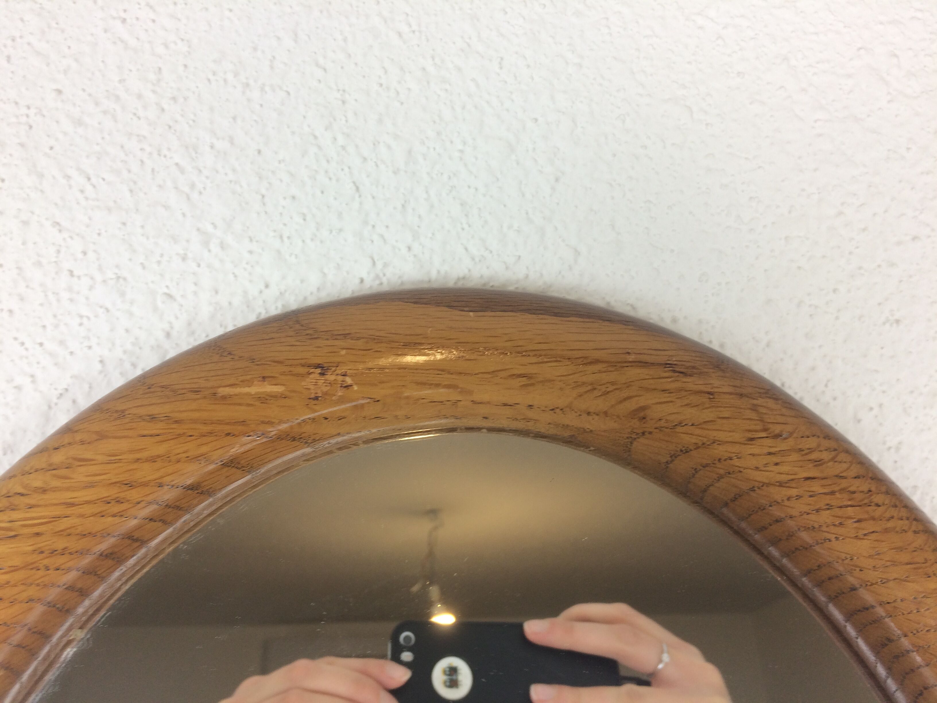 Oval mirror strapping wood 93 x 46 cm