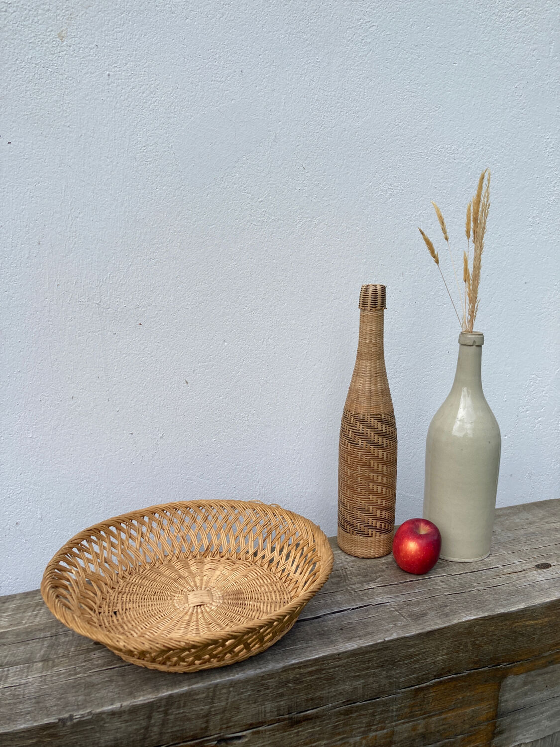 Rattan basket or vintage wicker braided or basket