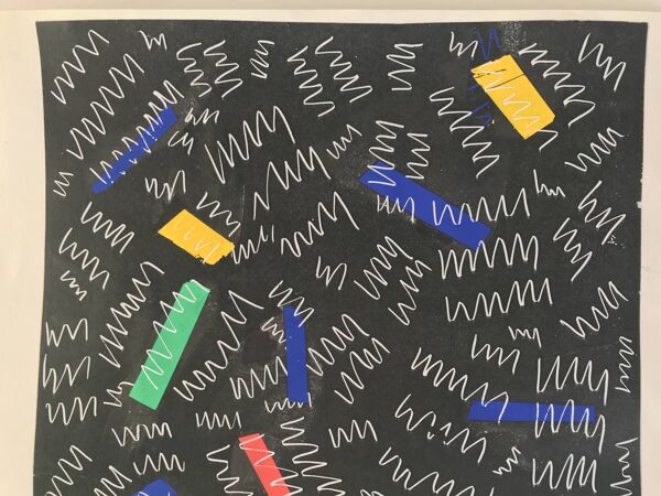 Elie Dayan, Sans titre (motif abstrait). Technique mixte sur papier