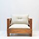 Solid oak seating ensemble rebuilt in 100% virgin wool — two sofas and loun