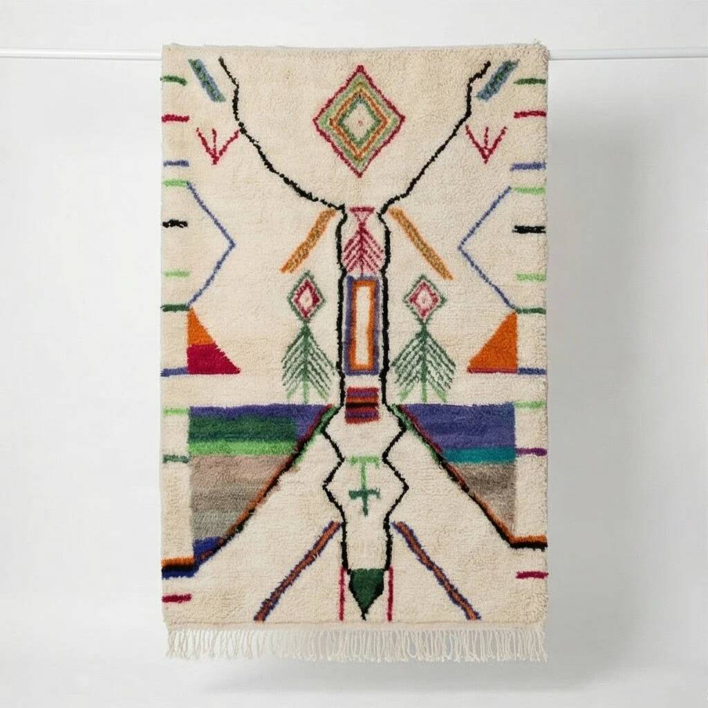 Moroccan Berber rug with colourful patterns 160x240 cm