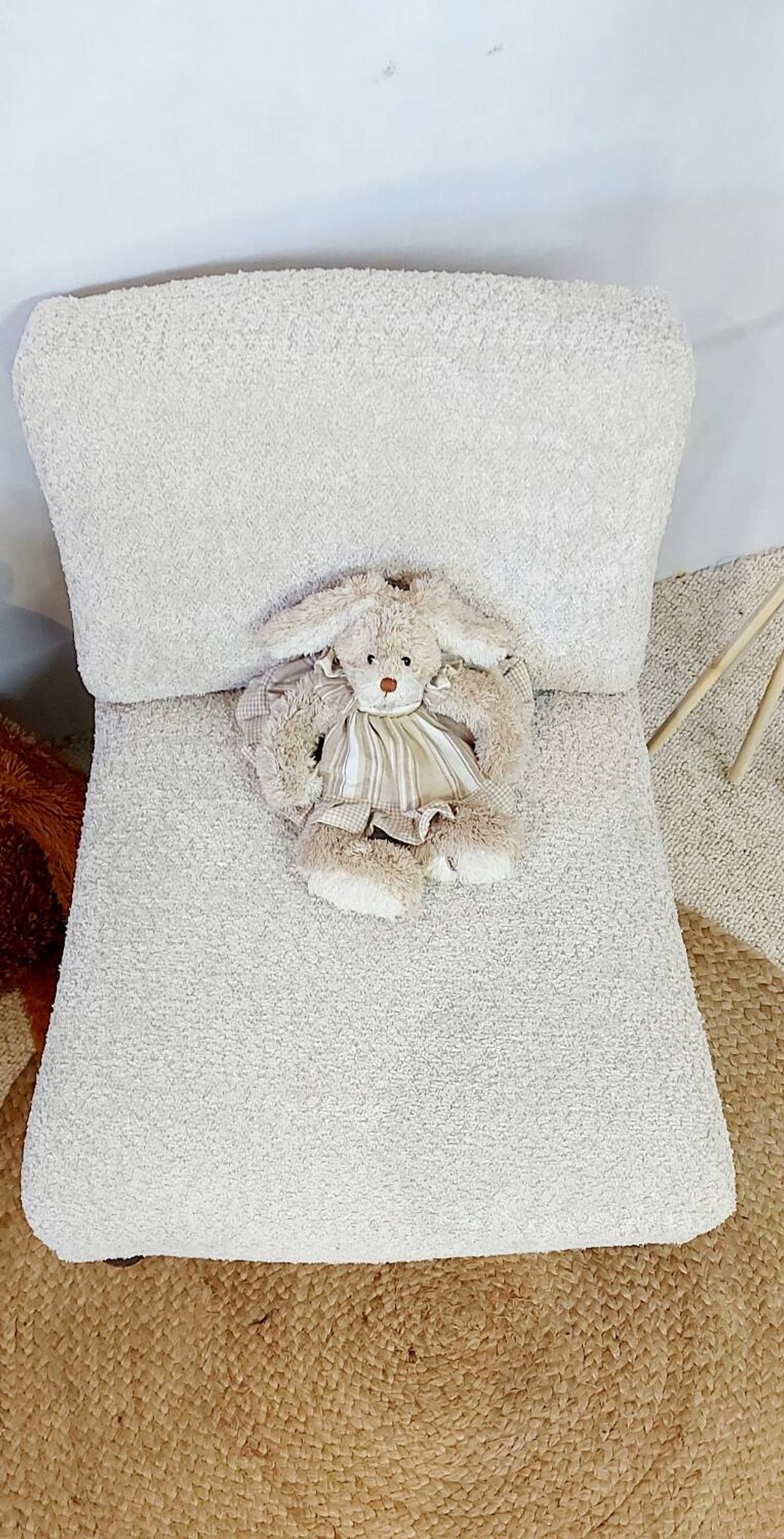 Fauteuil chauffeuse tissu bouclettes