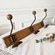 Vintage wood and metal coat hook 3 hooks
