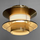 Pendant light "Trava" in golden aluminium by Carl Thore for Granhaga Metallindustri. Sweden 1970s