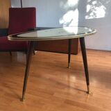 Opal tripod table in graphic glass from the 60s