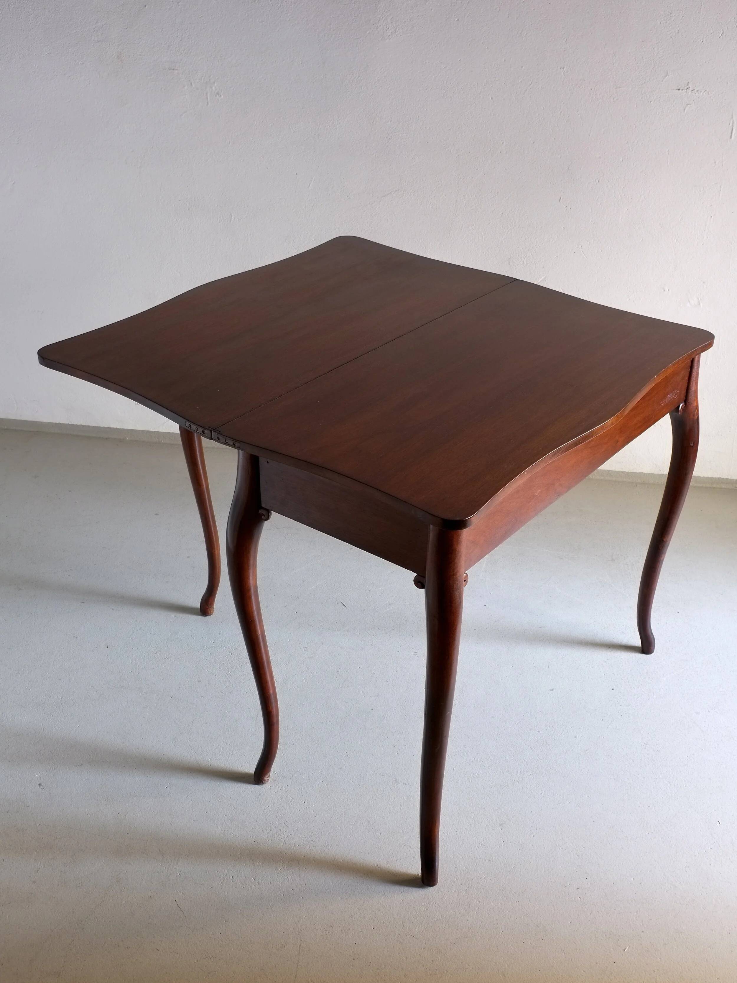 Antique mahogany console folding table | France