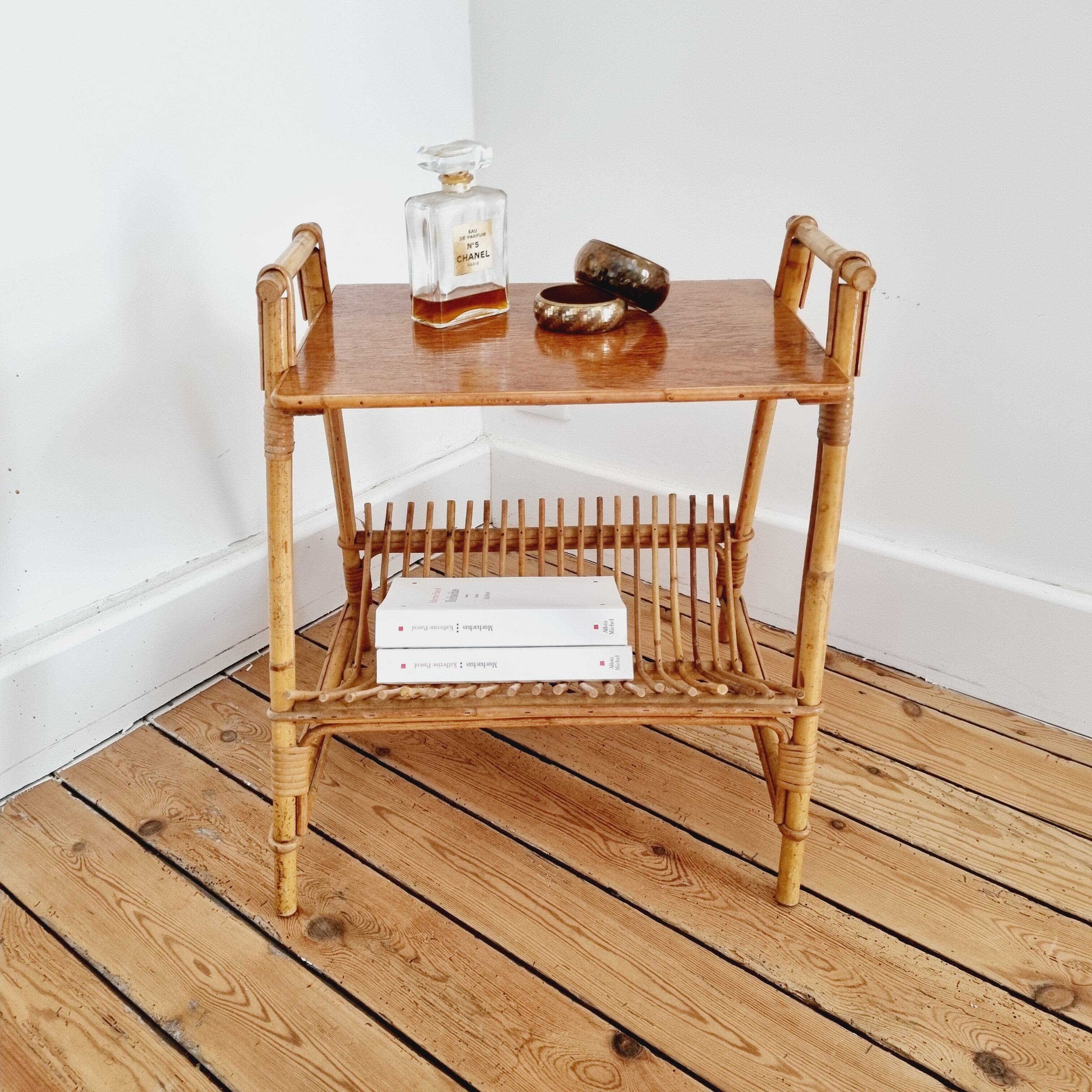 Rattan side table