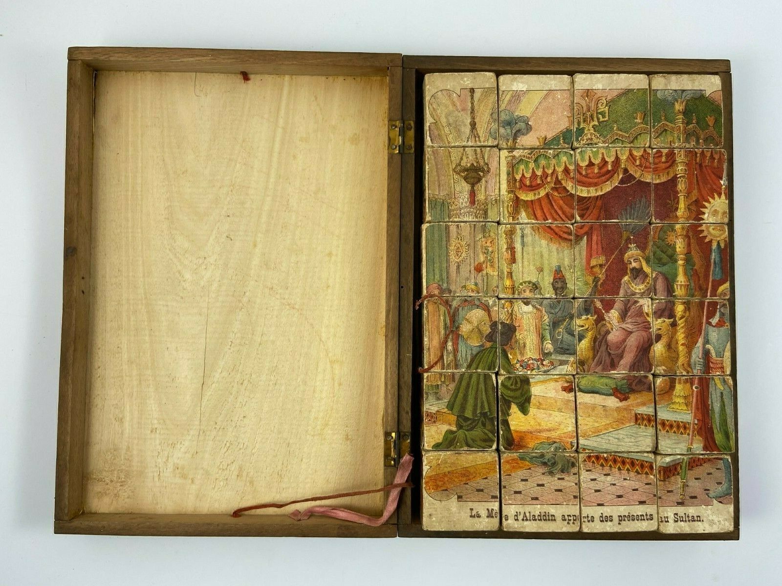 Old wooden box cube puzzle orientalist aladdin game 1900