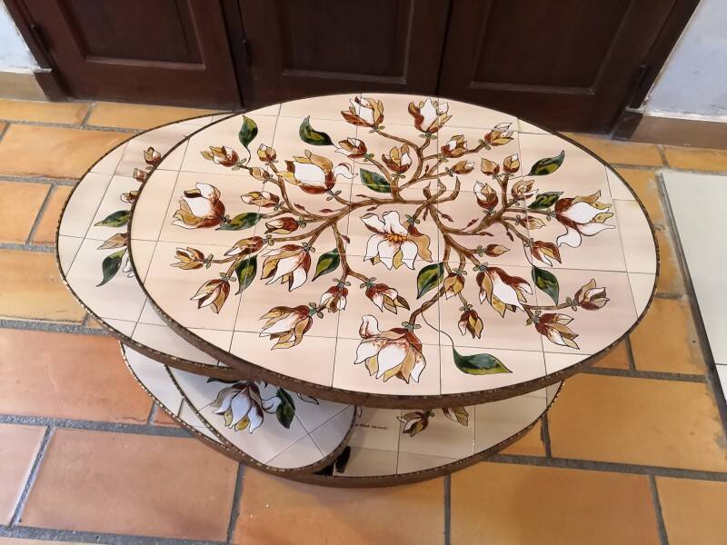 Georges Pelletier Vallauris La Roue Magnolias Vintage Coffee Table