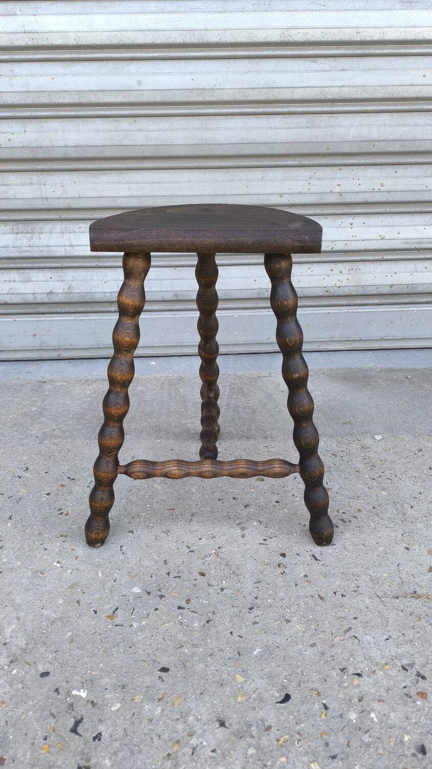 Turned wooden tripod stool